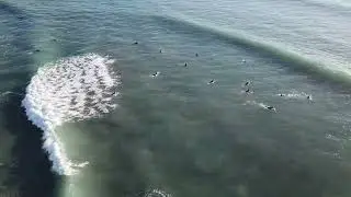 Surfing Orange County California - aerial view of some late afternoon rides