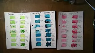 Swatches for Brusho, Shimmer Dust and Pearl Ex | Demonstrations | How to use pigments