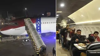 A restaurant inside an Airbus 320