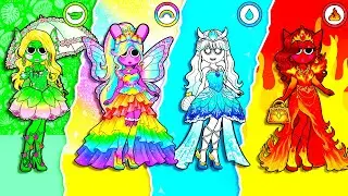 Sprunki Song: SPRUNKI TRANSFORM INTO ELEMENTAL QUEENS OF NATURE, RAINBOW, ICE AND FIRE | Paper DIY