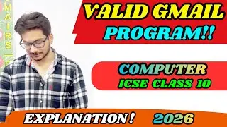 Java program to check if gmail is valid or not icse 2024 computer question paper Q8 solution class10