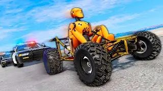 Самодельный карт преследует полиция — аварии на BeamNG Drive