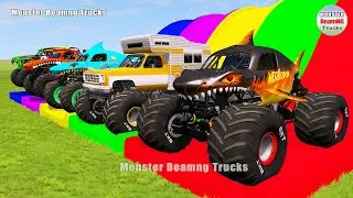 Triple Flatbed Trailer Monster Trucks Transport with Slide Color - BeamNG.drive 502