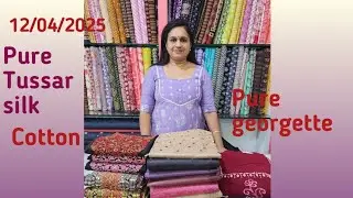 Pure Tussar 🌹Pure georgette 🌹Cotton Hakoba 🌹Cotton block print 🌹Churidar materials 🌹