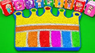 Making Rainbow Glitter Crown Slime Bathtub by mixing all Sprunki Eggs CLAY | Satisfying ASMR