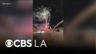 Illegal fireworks show lights up Los Angeles' 6th Street Bridge