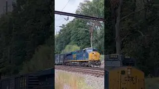 CSX train engine #3033 with a nice mix freight through Woodbourne PA.