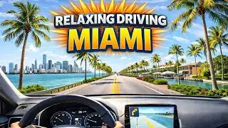 Miami Florida Driving Tour 4K | Relaxing Palm Tree Streets, Coastal Roads and Peaceful Drive 4K
