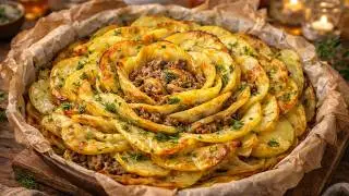 🥔Das perfekte Abendessen! Eine sch&ouml;ne Rose von K&auml;sekartoffeln!! Eine neue Art, Kartoffeln zu essen!