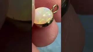 14k Yellow Gold Vibrant Australian Opal Pendant. Small  *VIDEO*
