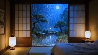 Fall Asleep Instantly with Heavy Night Rain and Black Screen Sleep Aid