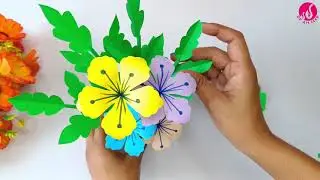Бумажные настенные украшения || Настенные украшения своими руками || Цветочные настенные украшения