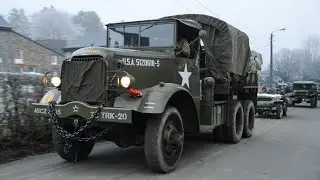 Convoy of nice sounding WW2 US trucks (Mack, GMC, Half Track,...)