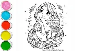 rapunzel princess drawing and colouring for kids, how to draw rapunzel princess, Disney princess #6