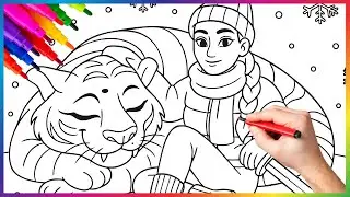 Новогодние дерзкие тигр и Руми | Раскраски K-pop &laquo;Охотники на демонов&raquo; | Официальный музыкальный ...
