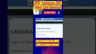 HPCL Technician&nbsp;2023 Admit Card Download #admitcard #govtjobs #hpcl