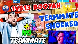 1VS13 Booyah✅.  Killer Of The Match 🥷. 🔫Ak 47 What A Clutch 🤢. Teammate Shocked 😱