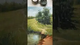 Oil Painting Tutorial / The Path by the Pond - Peaceful Countryside /WuArt #art #drawing #artist