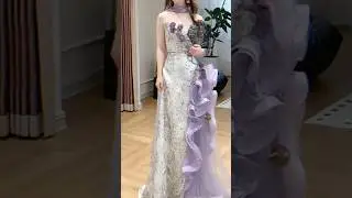 Chic Soft Lavender 3D Floral Strapless Formal Dress Evening Ball Gown