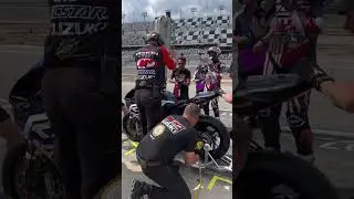 MAJOR SPILL! 😱 Brandon Paasch came in for a refuel and left with a shower. #motorcycle #daytona