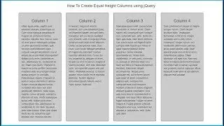 How To Make Equal Height Columns Using jQuery