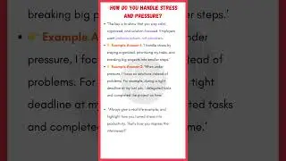 How Do You Handle Stress and Pressure? | Best Interview Answer
