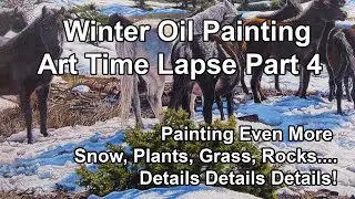 Oil Winter Landscape Painting Time Lapse Tips Techniques Creating Detailed Snow Plants Grass Texture