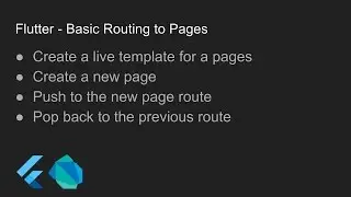Flutter - Basic Routing to Pages
