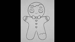Ginger bread man drawing in procreate iPad