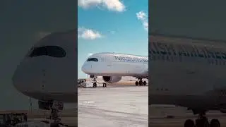 THY'nin A350'si park alanına doğru gidiyor