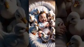 Mignon b&eacute;b&eacute; avec des canards 🦆 #ai #Mignonne #B&eacute;b&eacute; #Cane