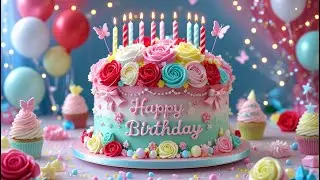 🎂 Happy Birthday Song 2025 🎶 | Colorful Birthday Animation with Balloons, Cake & Fun Dance 🎉