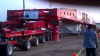 LACMA Levitated Mass transport truck walk-around