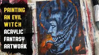 Painting a dark fantasy art portrait - Traditional acrylic painting narrated time-lapse