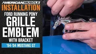 Install 1994-2004 Mustang Ford Running Pony Grille Emblem w/ Bracket