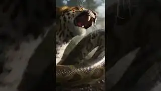 River Ambush! Python Drags Leopard Underwater 🐍🐆#shorts #PythonAmbush