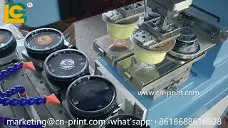 2 colors closed ink cup pad printing machine with conveyor for caps printing