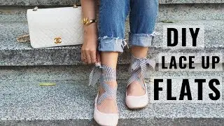 DIY Gingham Lace Up Flats |