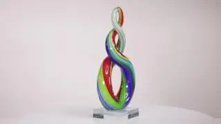 Tooarts Colorful Ribbon Glass Sculpture Home Decor Abstract Ornament Gift Craft Decoration