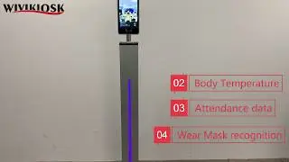 8inch facial time recording face recognition instrument attendance non-contact infrared thermometer