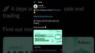 ️&zwj;🔥 New Listing on Huobi #PrimeList &zwj;🔥 MonoXFinance (MONO) - 4 days until the token sale and trading