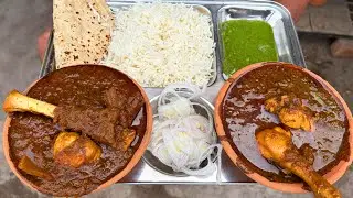 70Kg मुर्गा खुद काटते और गोइठे पर Dum लगा कर बनाते Unique Style का Chicken और Mutton||Zaika Patna Ka