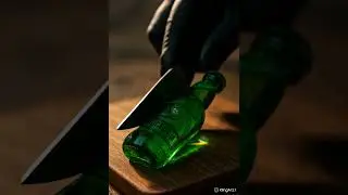 satisfying glass cutting ft. KINGFISHER BEER 🍾 | ASMR AI  glass cutting video #klingai #cuttingfruit