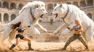 Legendary White Lion 🆚 Savage White Ferocious Wolf 🐺🦁  Epic Arena Showdown  Who Will Win