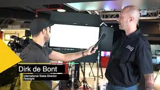 Dirk de Bont from Rotolight showcases the new Rotolight Titan X2 in Dubai.