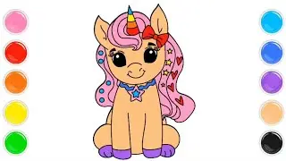 Cute colorful unicorn 🦄🌈 | Magical Kawaii Unicorn Coloring Book