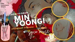 BTS Suga realistic watercolor portrait tutorial💜|  Drawing| Draw #art #bts #artist #suga #subscribe 