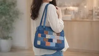 DIY Patchwork Shoulder Bag | Upcycled Denim Sewing Idea 💡