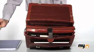 EXECUTIVE ITALIAN COGNAC REAL LEATHER LAPTOP COMPATIBLE BRIEFCASE by HIDEONLINE