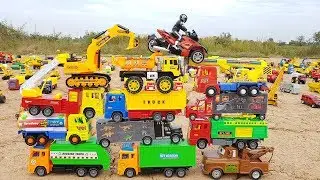 Learn Car Names With Car Toys For Children Excavator Fire Truck Dump Truck School Bus